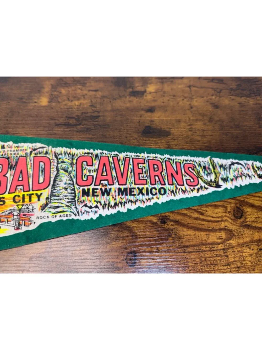 Vintage Carlsbad Caverns Felt Pennant Whites City New Mexico Souvenir 27 “
